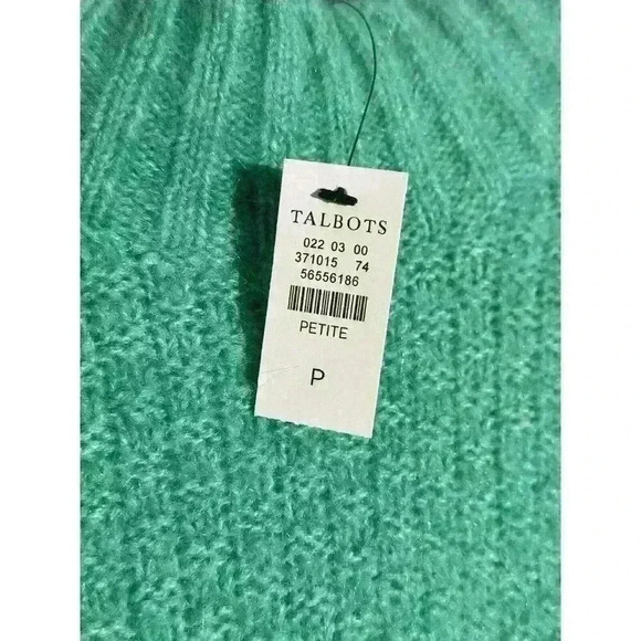 Talbots Green Chevron Knit Mockneck Sweater Size Petite - Picture 6 of 13